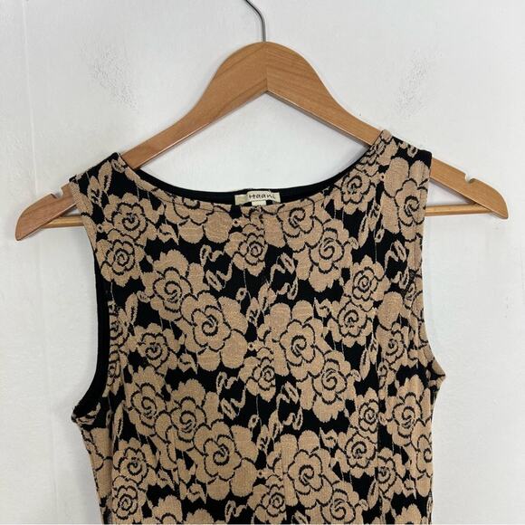 Haani Black and Tan Floral Lace Fit Flare Dress Size Medium - Picture 3 of 13